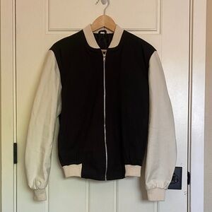 Unbranded S Men's Black and Off-White Bomber Jacket